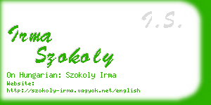 irma szokoly business card